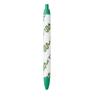 Stylo Noir Silhouette noire et verte de serpent d'impression