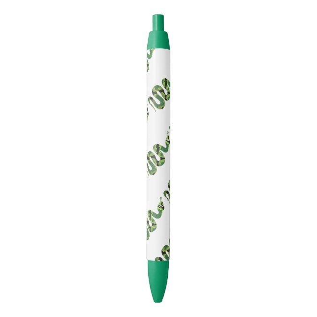 Stylo Noir Silhouette noire et verte de serpent d'impression (devant Vertical)