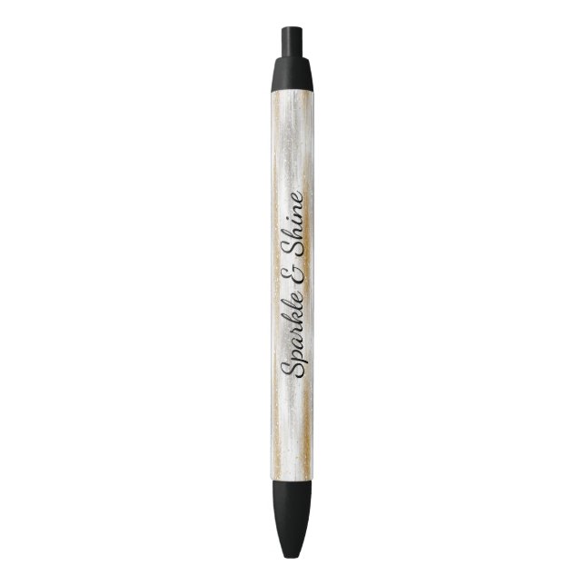 Stylo Noir Silver Gold Glitzy Stripes (devant Vertical)