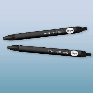 Stylo Noir Simple Logo Texte Professionnel Promotionnel Encre