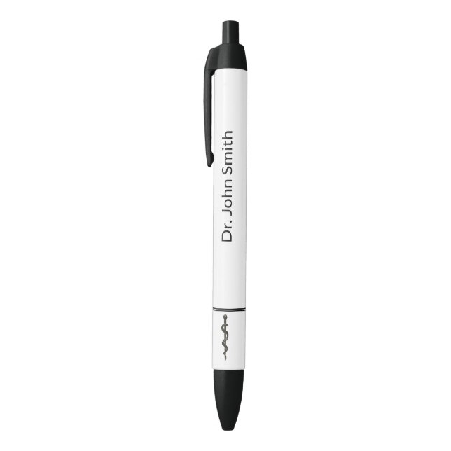 Stylo Noir Simple Médicale professionnel Asclepius noir blanc (Haut (Vertical))