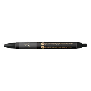 Stylo Noir Simple moderne luxe noir & or votre logo