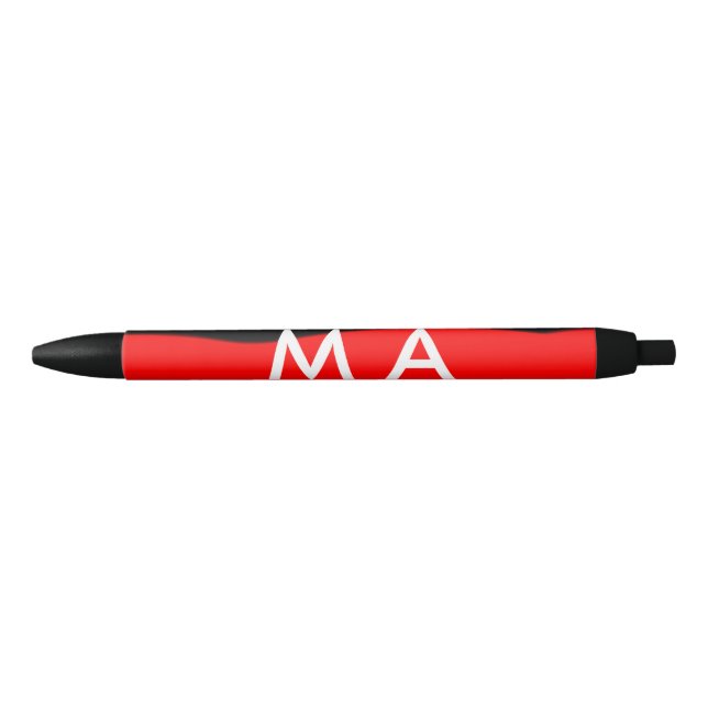 Stylo Noir Simple monogramme ajouter votre nom lettre man min (Devant)