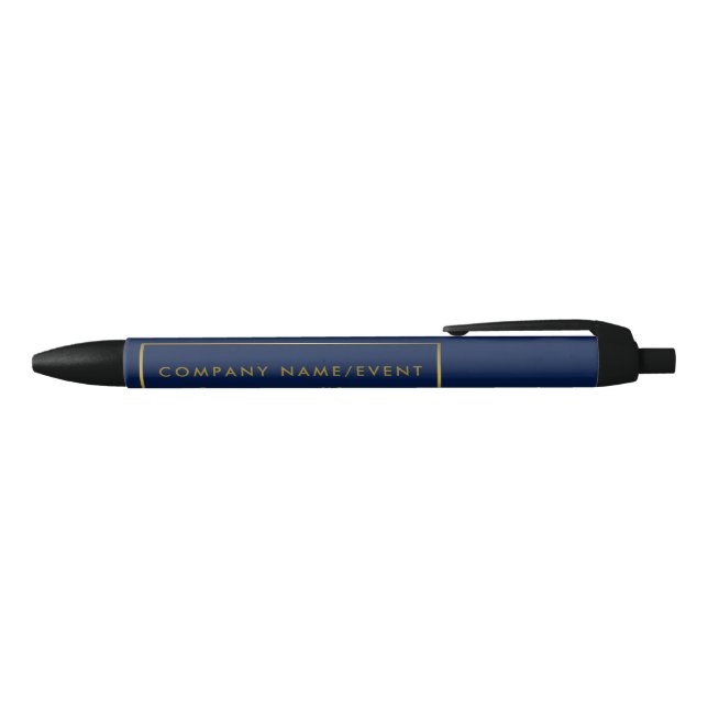 Stylo Noir Simple Navy Blue & Gold Foil Effet, entreprise/évé (Haut)