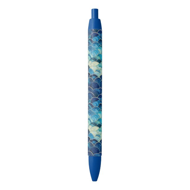 Stylo Noir Sirène bleu océan (devant Vertical)