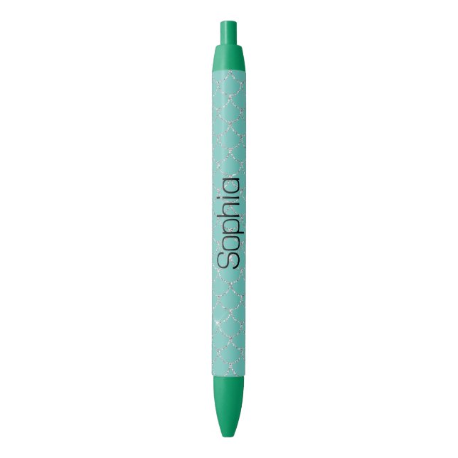 Stylo Noir Sirène de menthe d'argent (devant Vertical)