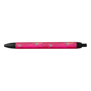 Stylo Noir sirène rose sous-marine rouge