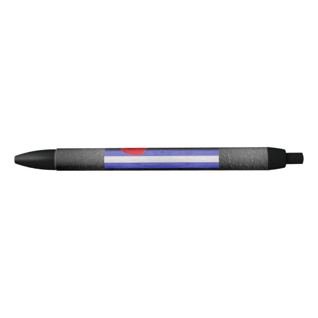 Stylo Noir SlipperyJoe's cuir drapeau orgueil noir bleu royal (Devant)