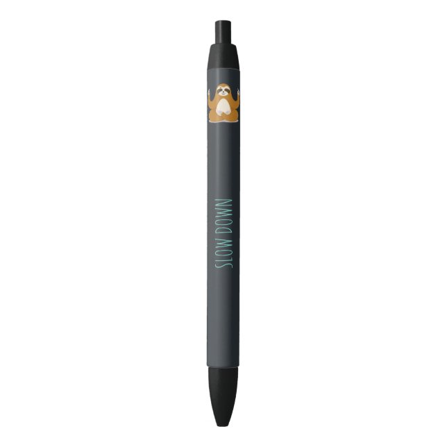 Stylo Noir Sloth in Lotus Yoga Pose "Ralentir" (devant Vertical)