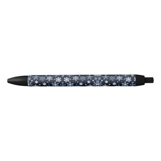 Stylo Noir Snowflakes Winter Design Blue Cold Cute (Devant)