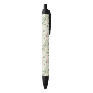 Stylo Noir Soft Mint Green Garden Motif