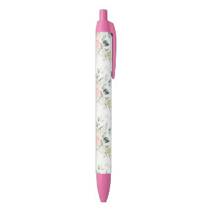 Stylo Noir Soft Pastel Rose Rose Flower Motif