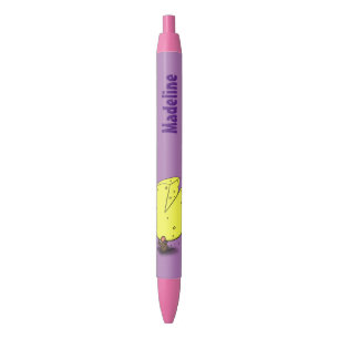 Stylo Noir Souris mignonne avec dessin animé au fromage