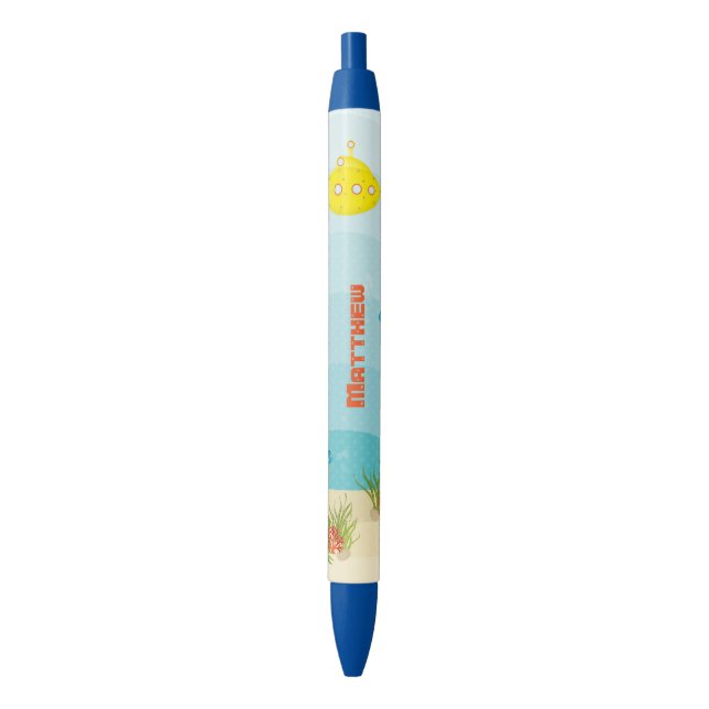 Stylo Noir Sous-marin jaune profond (devant Vertical)