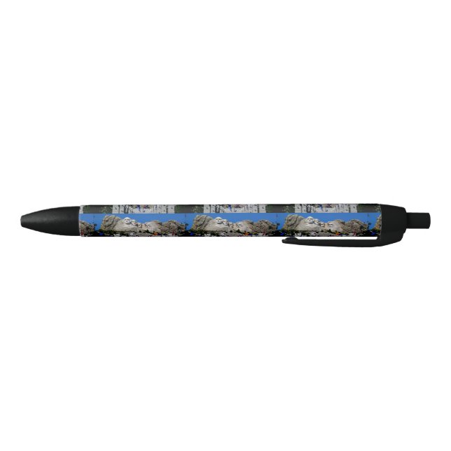 Stylo Noir Souvenir personnalisable de photo du mont Rushmore (Bas)