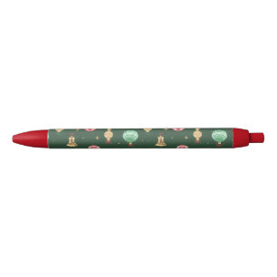Stylo Noir Style vintage Ornement de Noël Motif - Vert
