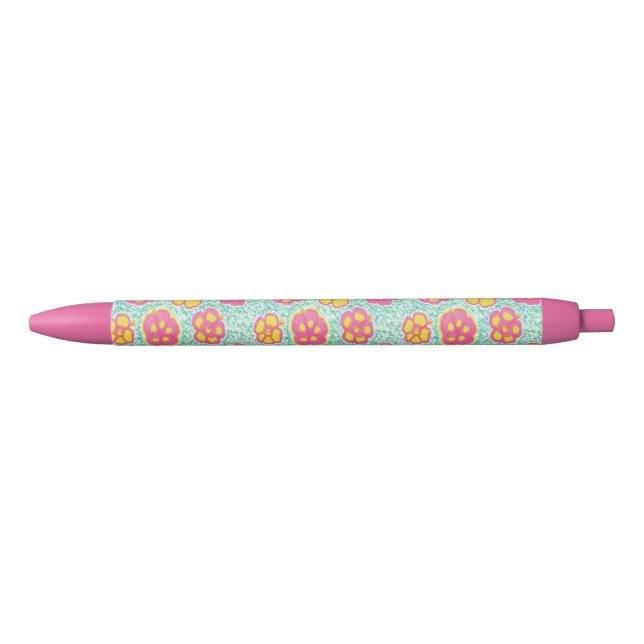 Stylo Noir Stylet d'impression rose et vert (Devant)