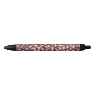 Stylo Noir Sucres de canne Abstraits à rayures rouges tordues