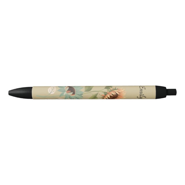 Stylo Noir Sunflower Theme Name Pen For Planners (Devant)