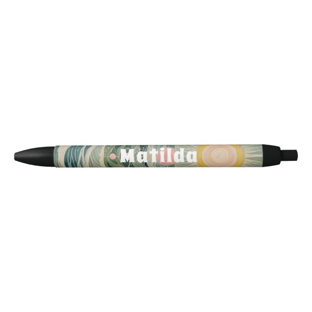Stylo Noir Surtension solaire personnalisée (Devant)