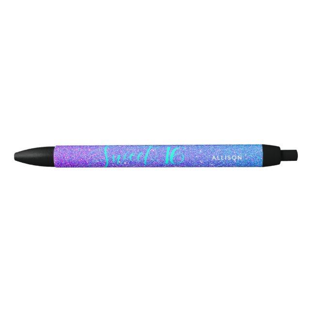 Stylo Noir Sweet 16 Turquoise Parties scintillant violet Éper (Devant)