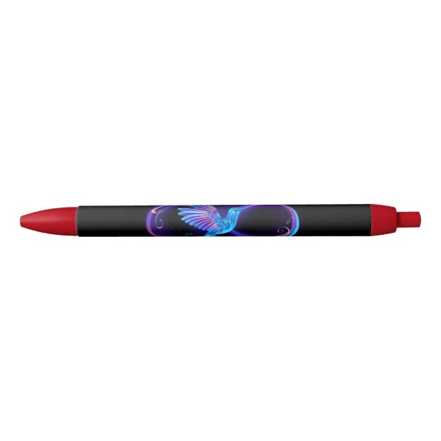 Stylo Noir Symbole de Neon Infinity par Glowing Hummingbird (Devant)