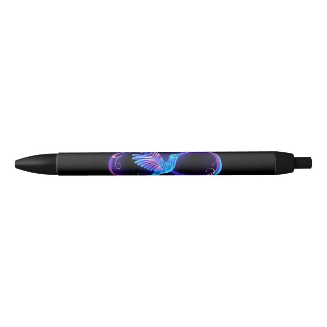 Stylo Noir Symbole de Neon Infinity par Glowing Hummingbird (Devant)