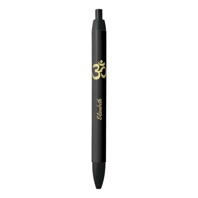 Stylo Noir Symbole de yoga de l'OM (Aum) Namaste (devant Vertical)