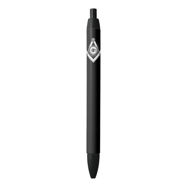 Stylo Noir Symbole franc-maçonnerie (devant Vertical)