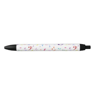 Stylo Noir Symboles musicaux dans des couleurs d'arc-en-ciel