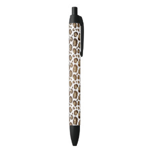Stylo Noir Taches de léopard Animaux sauvages Safari paillett
