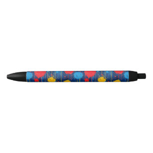 Stylo Noir Taches de peinture colorées abstraites