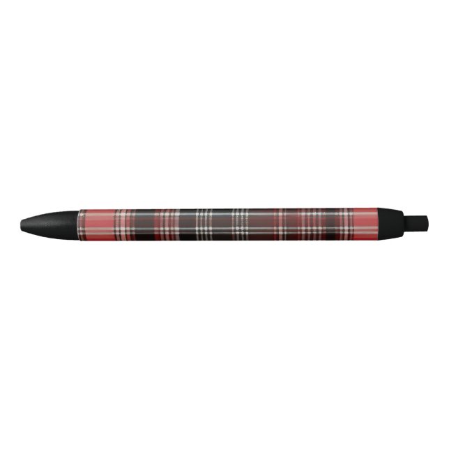 Stylo Noir Tartan, Motif de chèques intemporels (Devant)