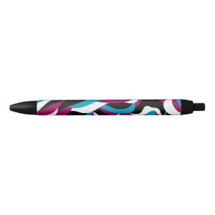 Stylo Noir Tendance Abstrait Rétro Wavy Minimaliste Whimsical