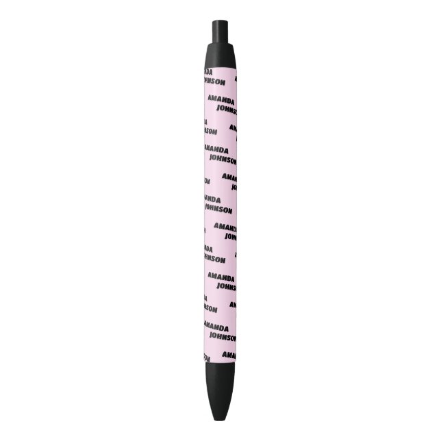 Stylo Noir Tendance Noir Rose Monogramme Script Nom Modèle  (devant Vertical)