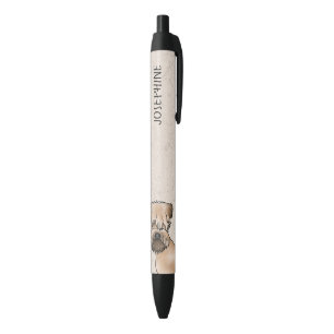 Stylo Noir Tête de chien mignon et nom de Terrier Irlandais à