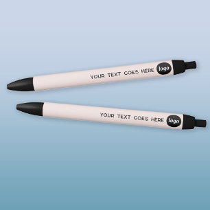 Stylo Noir Texte de logo Rose Pâle Affaires Promotionnelles