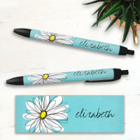Texte personnalisé Aqua et Jaune Whimsical Daisy