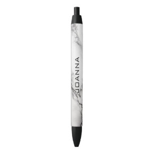 Stylo Noir Texture en marbre gris monogramme