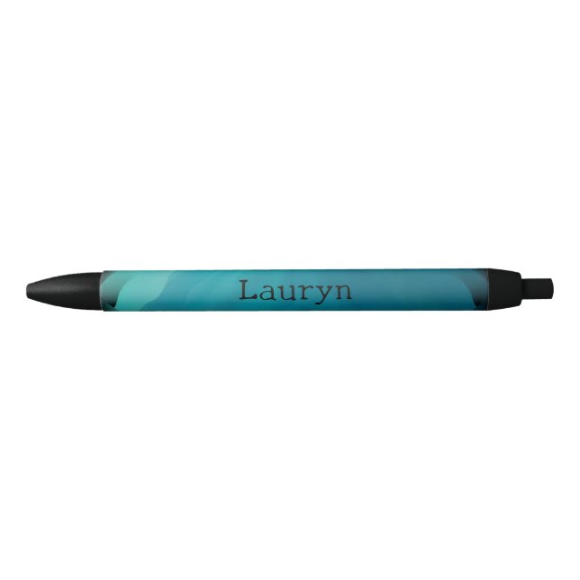 Stylo Noir texture turquoise en verre (Devant)