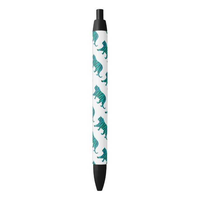 Stylo Noir Tiger noir et Turquoise (devant Vertical)
