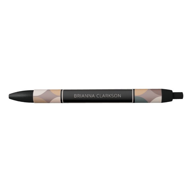 Stylo Noir Tons de Terre géométriques modernes Cercles Motif (Devant)