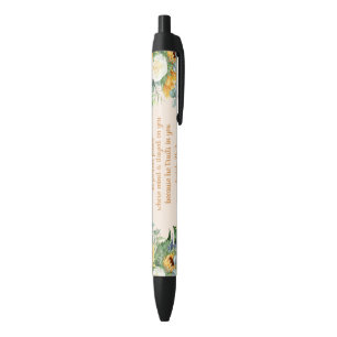 Stylo Noir Tournesol Floral Bible Verse Garder la paix parfai