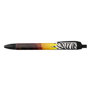Stylo Noir Tournesol jaune lumineux sur des rayures