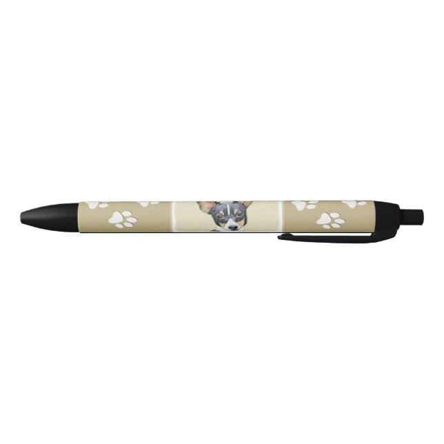 Stylo Noir Toy Fox Terrier Peinture - Cute Original Chien Art (Bas)