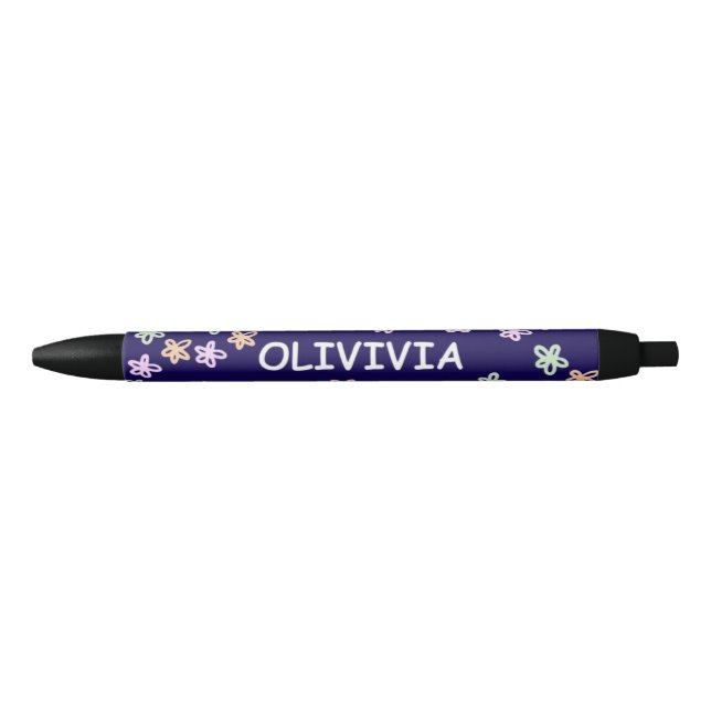 Stylo Noir TRENDY Elegant Blue Flower PATTERN Pen (Devant)