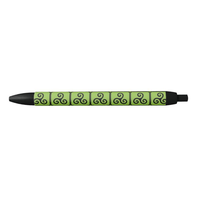 Stylo Noir Triskele carrelée celtique verte   (Devant)