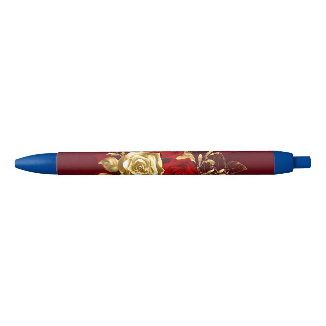 Stylo Noir Trois Roses de bijoux (Devant)