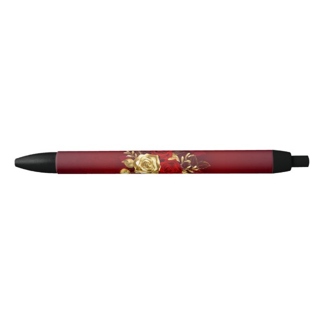 Stylo Noir Trois Roses de bijoux (Devant)