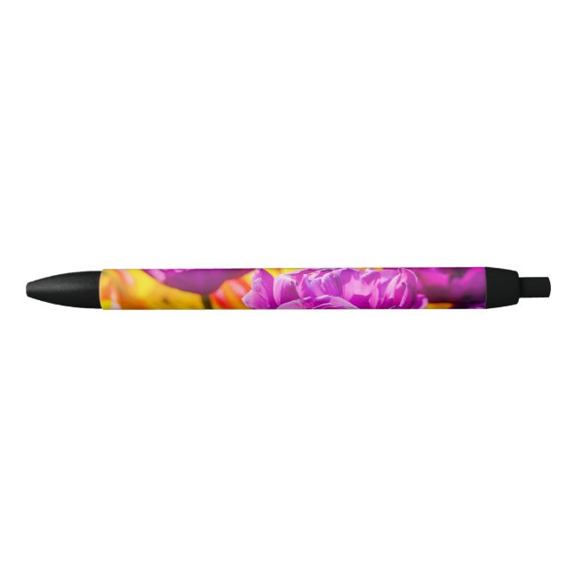 Stylo Noir Tulipes Envoûtantes Violettes (Devant)